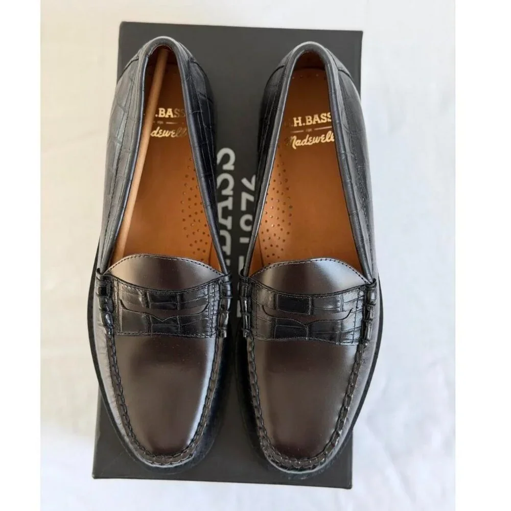 Madewell x G.H.BASS Larson Weejuns Loafers in Black Dark Brown, Size 9.5 - Picture 6 of 9